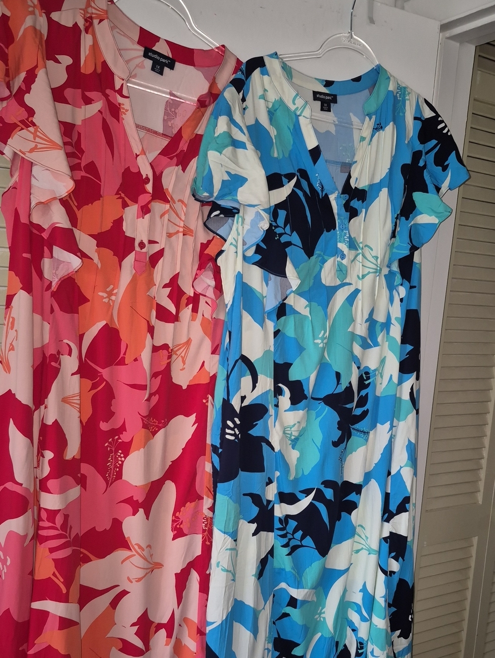 Lot of 2  Floral Maxi Dress — Pink/Coral and Blue/White By Studio Park